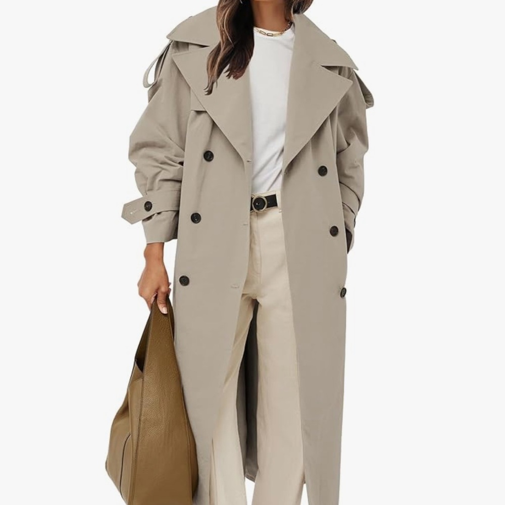 Light Khaki Oversized Trench Coat